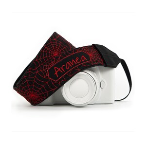 Red Spider Web Personalized Camera Strap, for dslr, slr, mirrorless cameras