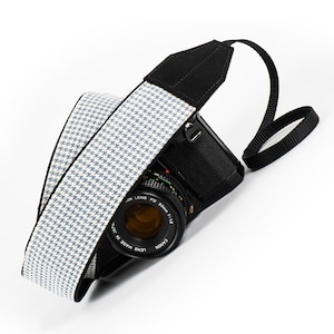 Houndstooth Camera Strap, dslr, slr, Blue-gray, off-white