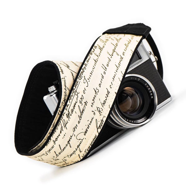 Vintage Script Camera Strap, SLR, French Script, dslr, mirrorless