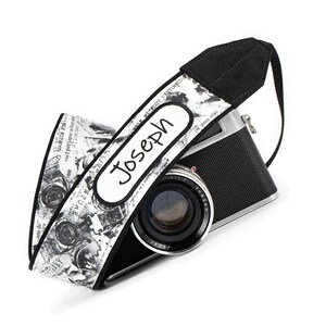 Vintage Cameras, Black and White, Personalized Camera Strap, for dslr, slr, mirrorless