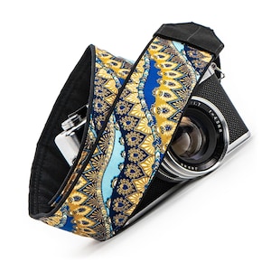 Camera Strap, Royal Blue, Gold, Camera Neck Strap, for DSLR, SLR or Mirrorless Cameras