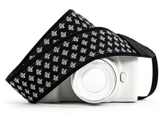 Black and White Camera Strap, for DSLR, SLR and Mirrorless Cameras or Binoculars