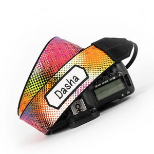 Personalized Camera Strap, Rainbow, Good Vibrations, for dslr, slr, mirrorless
