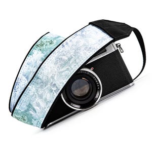 Camera Strap, Blue, White Floral, dslr, slr, Mirrorless