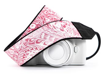 Camera Strap, Pink Rose Paisley for dslr, slr and mirrorless Cameras, Binoculars