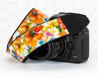 Floral Watercolor Camera Strap, dslr, slr, Mirrorless