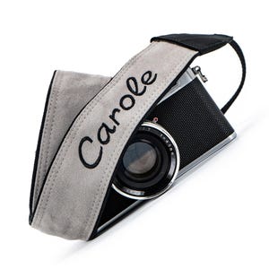 Personalized Camera Strap, Gray Suede Cloth for dslr, slr, mirrorless