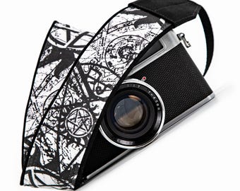Devils Traps, Camera Strap, Black and White, for DSLR, SLR and Mirrorless Cameras