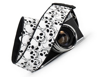 Skull Camera Strap, Black and White, dslr, slr, mirrorless