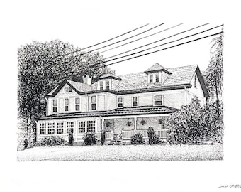 Custom House Drawing, Home Portrait, Hand Drawn House Sketch Print