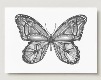 Butterflyyy Art Print (4x6) – Hand-Drawn Ink Illustration | Nature Art | Christian Gift | Symbol of Hope & Resurrection | LOCAL PICKUP ONLY