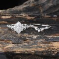 Marquise Cut Moissanite Engagement Ring Set Vintage White Gold Bridal Ring Set Diamond Cluster Wedding Stacking Band Promise Ring Gift