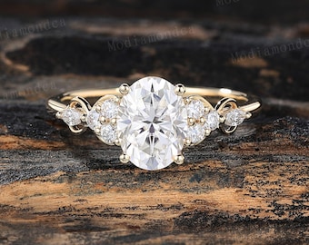 Oval Cut Moissanite Engagement Ring Art deco Yellow Gold Marquise Infinity Marriage Ring Twisted Handmade Jewelry Anniversary Promise Gift