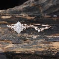 Marquise Cut Moissanite Engagement Ring Set Unique Rose Gold Bridal Ring Set Diamond Cluster Wedding Stacking Band Promise ring set