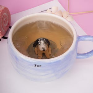 Custom Pet Mug with 3D Dog/Cat Figure Handmade Ceramic Mug Peekaboo Pet Mug Memorial Gift for Pet Lovers Personalized Pet Mug Coffee Cup