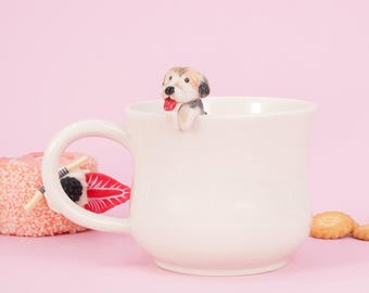 Custom Pet Mug with 3D Dog/Cat Figure Handmade Ceramic Mug Peekaboo Pet Mug Memorial Gift for Pet Lovers Personalized Pet Mug Coffee Cup