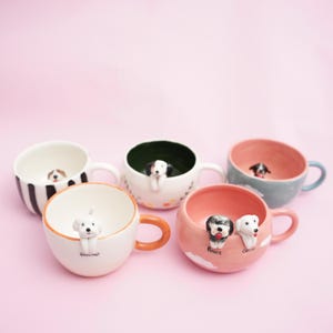 Custom Pet Mug with Pet Figure Handmade Ceramic Mug Peekaboo Pet Mug Memorial Gift for Pet Owners Personalized Dog/Cat Inside Mug Coffee Cup