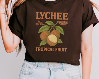Vintage Lychee Graphic T-Shirt: Retro Tropical Fruit Tee
