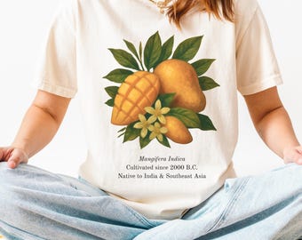 Vintage Mango Botanical Graphic Tee | Tropical Fruit Shirt