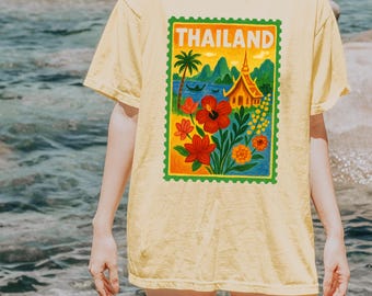 Thailand Travel Stamp T-Shirt | Vintage Floral Graphic Tee