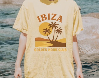 Ibiza Sunset Graphic Tee | Retro Golden Hour Club, Comfort Colors