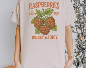Vintage Raspberry Graphic Tee | Retro Fruit Crate Shirt