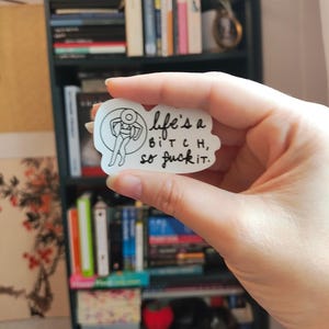 Schimpfwort Sticker - Life's a Btch, so Fck It (mit einer Figur im Pool Float mit Hut)