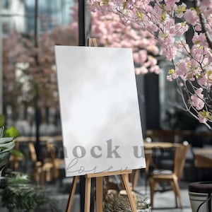 Hochzeit Willkommen Schild Mock up, PSD Smart Objekt, Frühling Pastell Themed Empfang Poster, Realistisches Restaurant Display, Baby Shower Party Dekor
