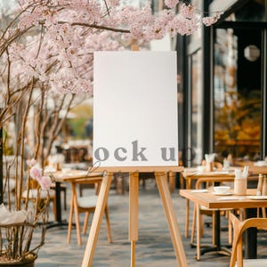 Hochzeit Willkommen Schild Mock up, PSD Smart Objekt, Frühling Pastell Themed Empfang Poster, Realistisches Restaurant Display, Baby Shower Party Dekor