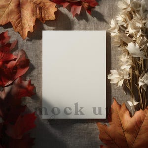 5x7 höstbröllopsinbjudan mockup med PSD, Smart Object: Thanksgiving-firande (digital nedladdning) INV258