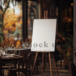 Restaurant Welcome Sign Mockup using PSD Smart Object, Alfresco Italian Reception Poster Mock up, Realistic Italian Bar Restaurant Sign