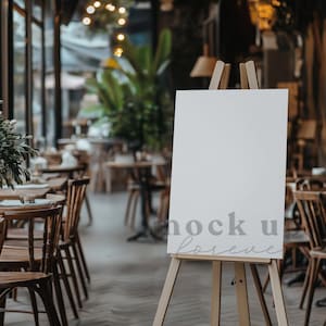 Restaurant Welcome Sign Mockup using PSD Smart Object, Alfresco Italian Reception Poster Mock up, Realistic Italian Bar Restaurant Sign