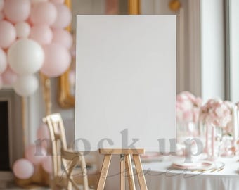 Sweet Sixteen Welcome Sign Mock up using PSD Smart Object, Elegant Hotel Wedding Reception Poster, Realistic Restaurant Sign, Party Decor