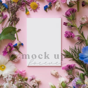 Convite de casamento de primavera 5x7 Mock up usando PSD, objeto inteligente, mockup de convite romântico, cartão postal realista, cartão de felicitações fácil do Photoshop