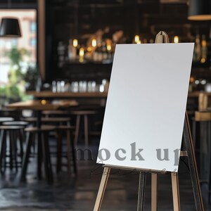 Restaurant Welcome Sign Mockup using PSD Smart Object, Indoor Italian Reception Poster Mock up, Realistic Italian Bar Restaurant Sign
