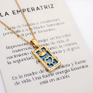 Collar del Tarot de la Emperatriz, collar de la Emperatriz, collar de acero inoxidable, carta del tarot, collar boho, regalo, joyería de alta calidad,