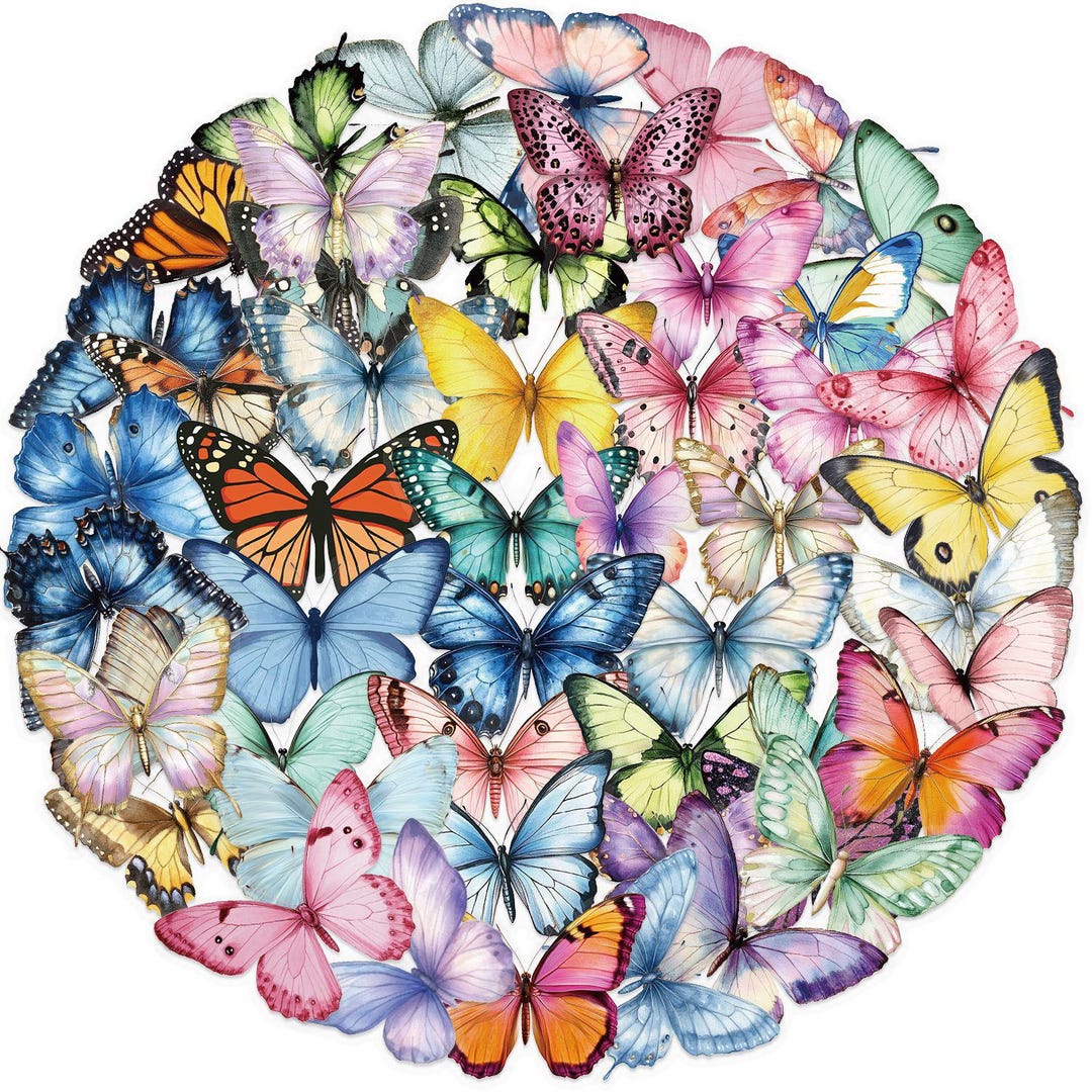 Butterfly Sticker Set, 50 PCS PET Waterproof DIY Stickers, Realistic ...
