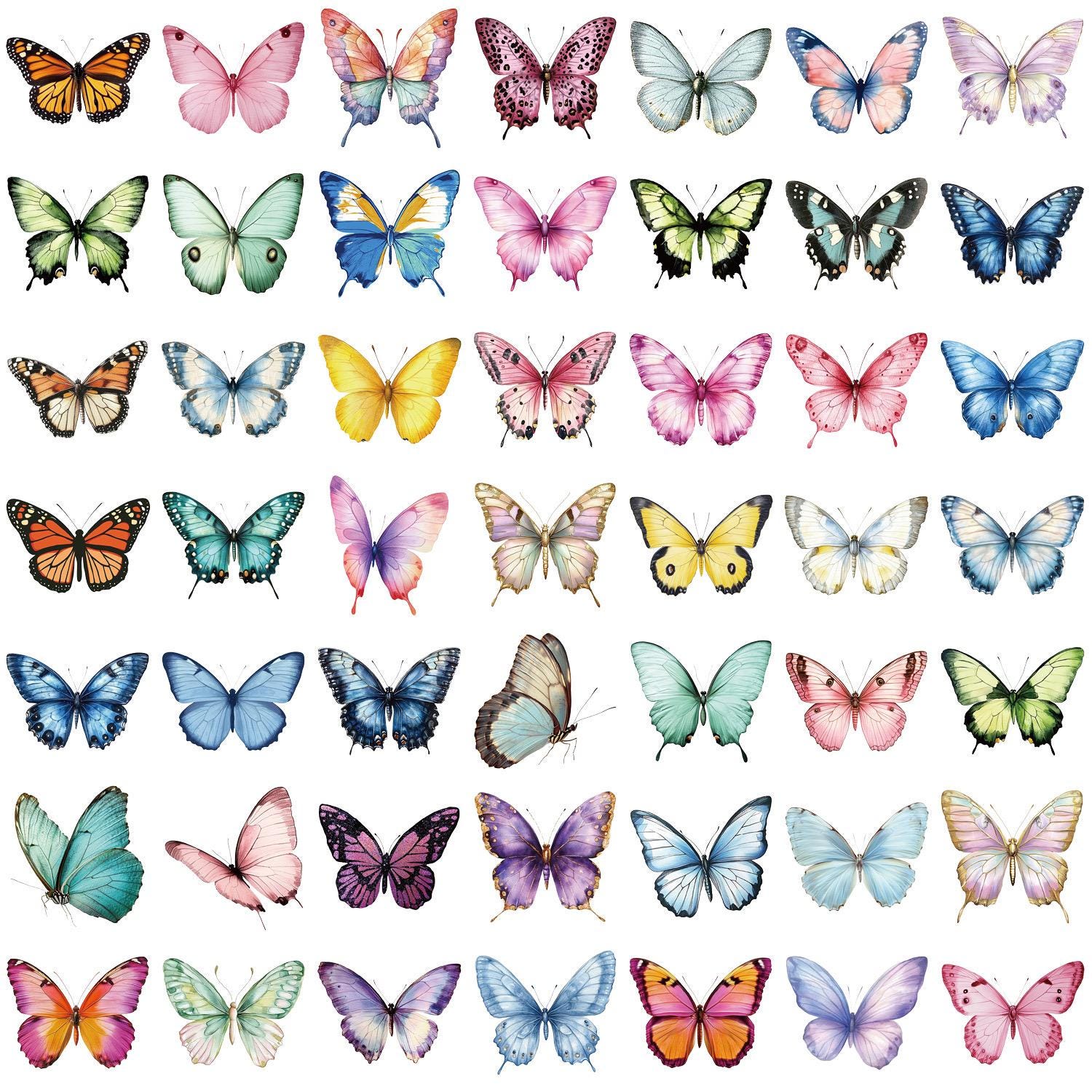 Butterfly Sticker Set, 50 PCS PET Waterproof DIY Stickers, Realistic ...