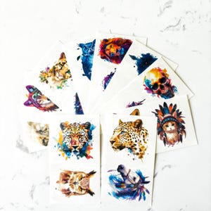 Colorful Animal Tattoos - High-saturation watercolor, leopards, tigers, etc.Great for festivals, raves-striking patterns make you the focus.