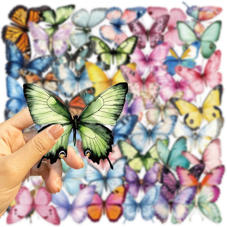 Butterfly Sticker Set, 50 PCS PET Waterproof DIY Stickers, Realistic ...