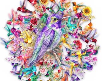 50pcs Hummingbird Watercolor Stickers | PET Transparent Floral Aesthetic | Journal, Planner, Scrapbook DIY Decor