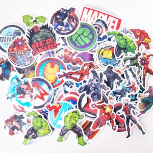 50 Avengers Heldenaufkleber - Anime-Aufkleberpaket, Super Coole Marvel-Themaaufkleber, wasserdicht entfernbar, Skateboard-, Fahrrad-, Gepäckaufkleber