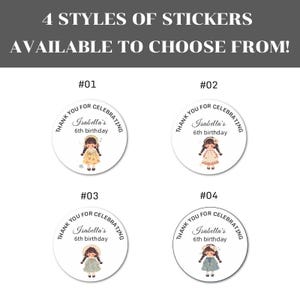Aanpasbare stickers verjaardagsfeestje voor kinderen, leuke en kawaiistickers, meisjesstickers, voor feestuitnodigingen, cadeaukaartjes en andere feestartikelen