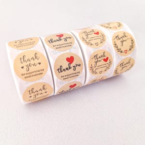 Ronde kraftpapierstickers van 1 inch, vintage bedanklabels, fris en minimalistisch, labels voor kleine bedrijven, gebruikt om dankbaarheid jegens klanten te uiten