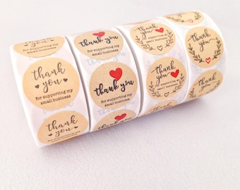 Kraft Paper Thank You Stickers: Vintage Small Business Labels