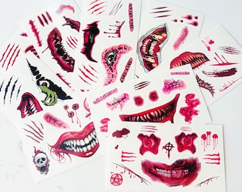 Eerie Horror Temporary Tattoos: Hand-Drawn Halloween Designs