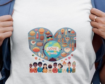 Multicultural Heart Unisex Softstyle T-Shirt - Diversity Love Tee Shirt, Ethnic Unity Shirt, Global Harmony Top, Inclusive Graphic Tee,