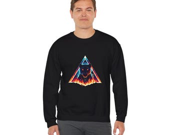 Animal in Flame Sweatshirt, Cozy Jumper, Fire Creature Pullover, Unique Graphic Sweater, Gift for Animal Lovers, Flaming Beast Apparel