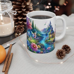 Fairy Mug, Fantasy Coffee Cup, Magical Tea Mug, Enchanted Hot Drink Mug, Fairyland Mug, Garden Fairy Cup