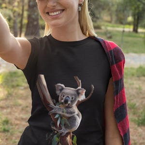 Koala Branch Softstyle T-Shirt, Cute Animal Graphic Tee, Wildlife Lover Gift, Men Women Unisex, Nature Inspired Top, Australian Bear Shirt